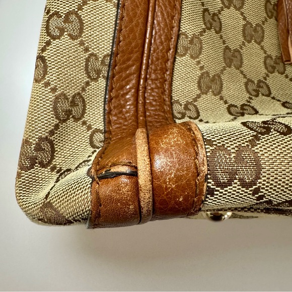 Gucci Medium Bella Tote W Brown & Tan GG Logo Canvas And Braided Leather Trim - Picture 16 of 16